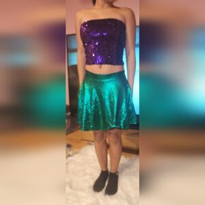 Green Sequin Skirt
